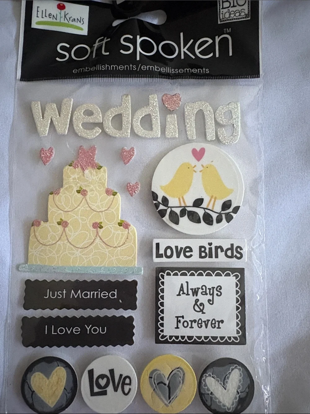 Soft Spoken Wedding Cake Topper Embellishments - Yellow & White